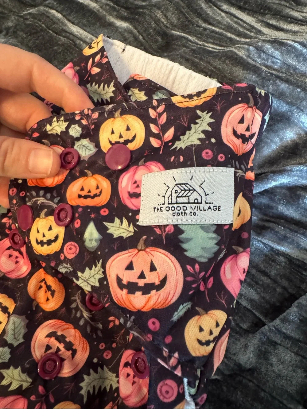 The Good Village Cloth Co. Reusable Kids Cloth Diaper - Purple Pumpkin Print